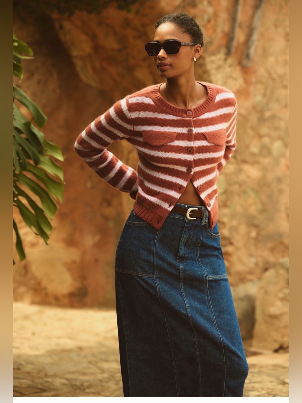 NWT Anthropologie Pilcro The Skipper Seamed Denim Midi Skirt Dark Wash Size 8